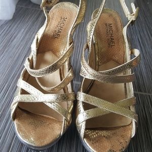Michael Kors strappy gold heals